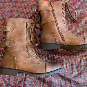 DREAM PAIRS Women's Ankle Bootie Winter Lace up Mid Calf Military Combat Boots